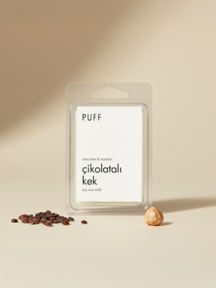 Puff Candles Çikolatalı Kek Wax Melt, doğal soya ve gurme çikolata kokusu