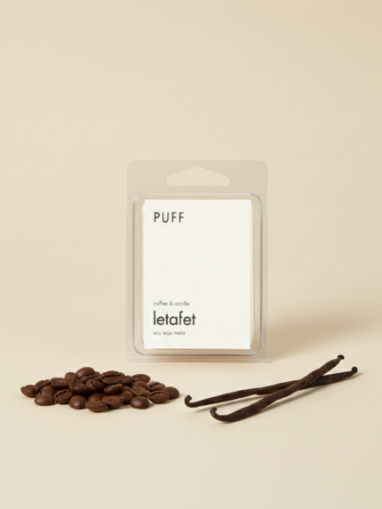Puff Candles Letafet Wax Melt, kahve ve vanilya kokulu doğal soya mumu