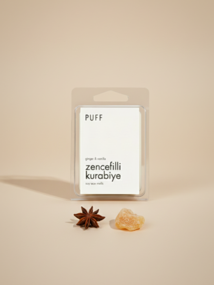 Puff Candles Zencefilli Kurabiye Wax Melt, zencefil ve tarçın kokulu doğal soya mumu