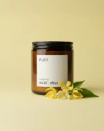 PUFF No.02 Efsun ylang ylang kokulu doğal soya mumu amber cam kavanoz