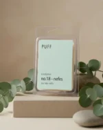 PUFF No.18 Nefes okaliptus kokulu soya wax melts, okaliptus yaprakları ve doğal dekor ile ürün görseli